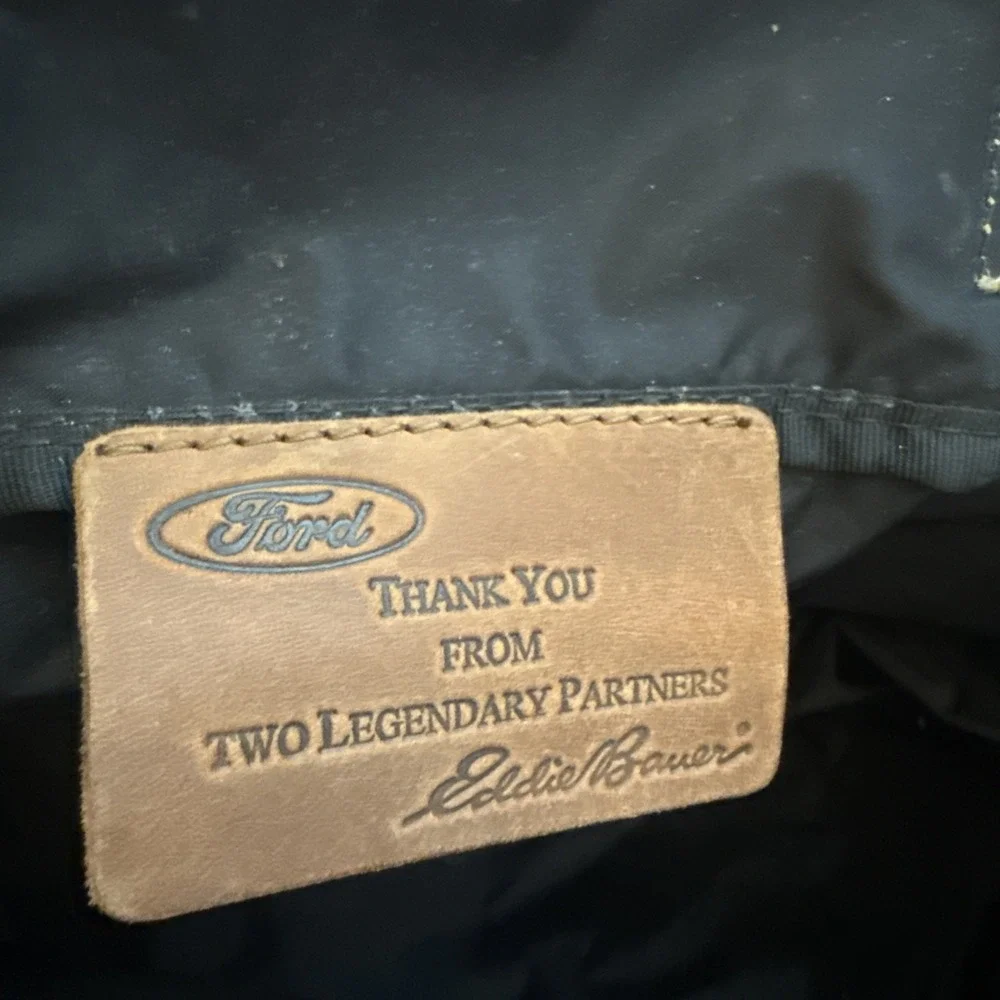 Vintage Eddie Bauer Duffle Bag Canvas Leather Trim Ford Travel Utility Weekender